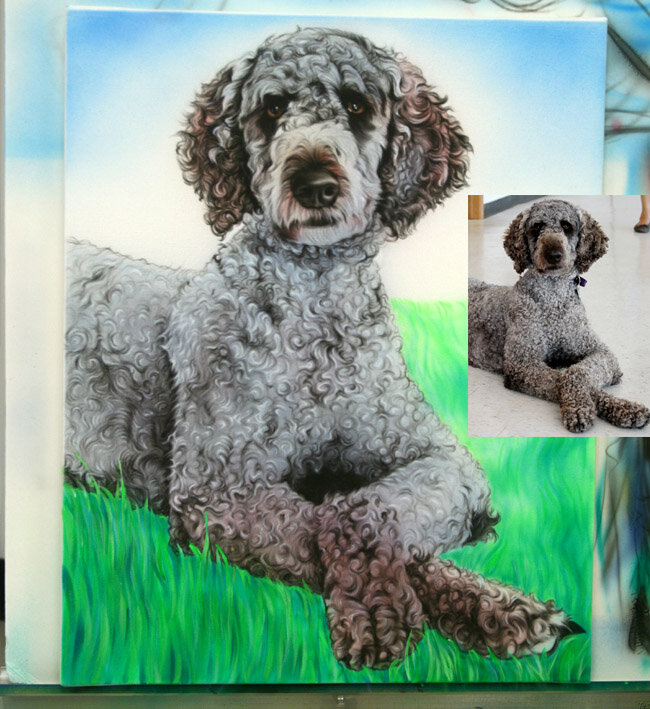 Realistic hand-painted dog portrait