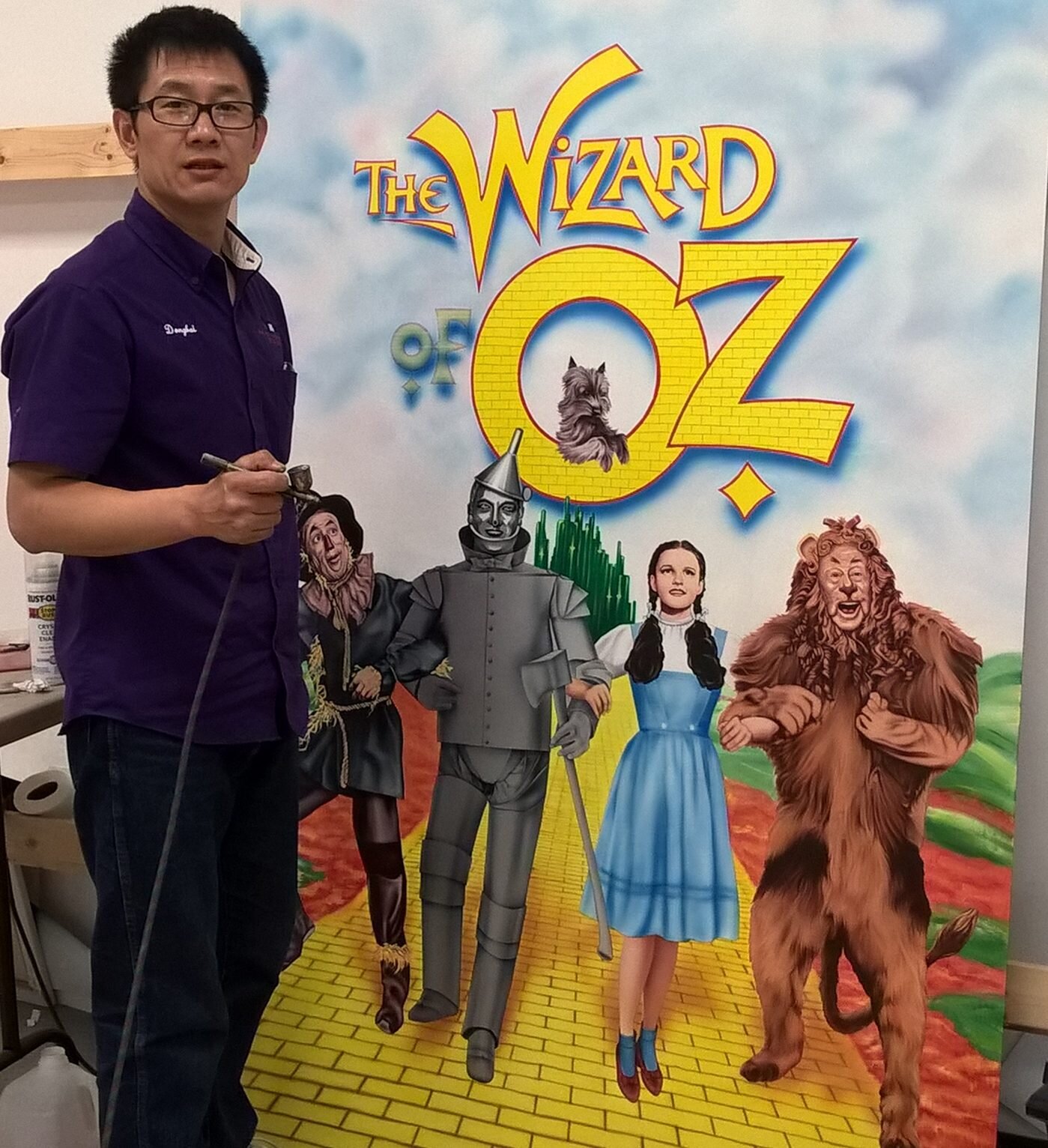 Wizard of Oz themed hand-painted mural