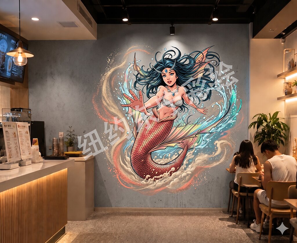 3D mermaid reception mural