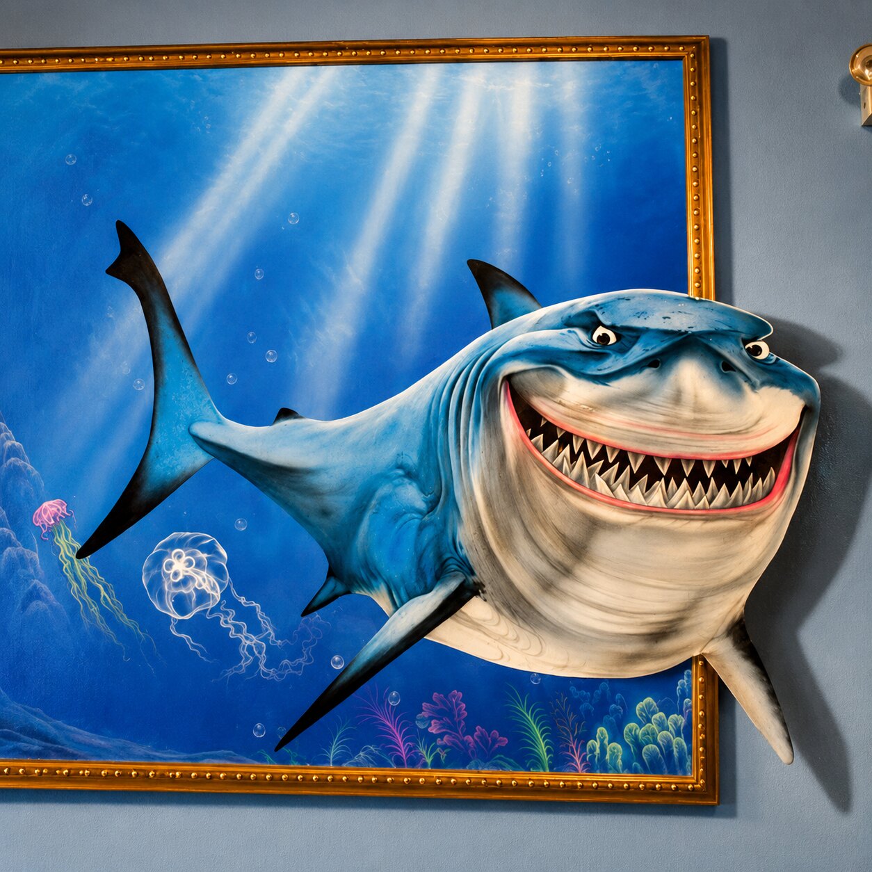 Hand-painted wall mural for a commercial space