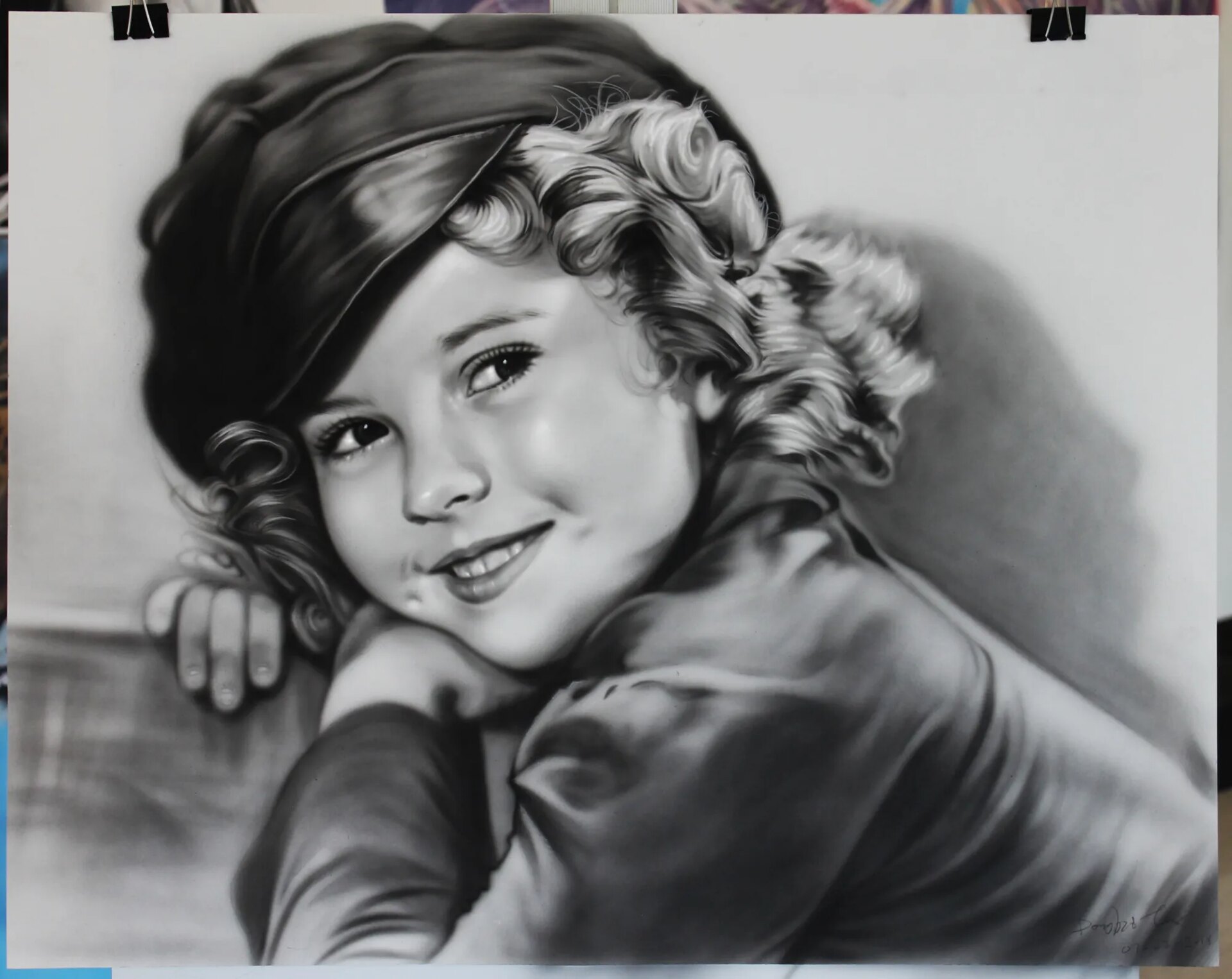 Realistic hand-painted people portrait